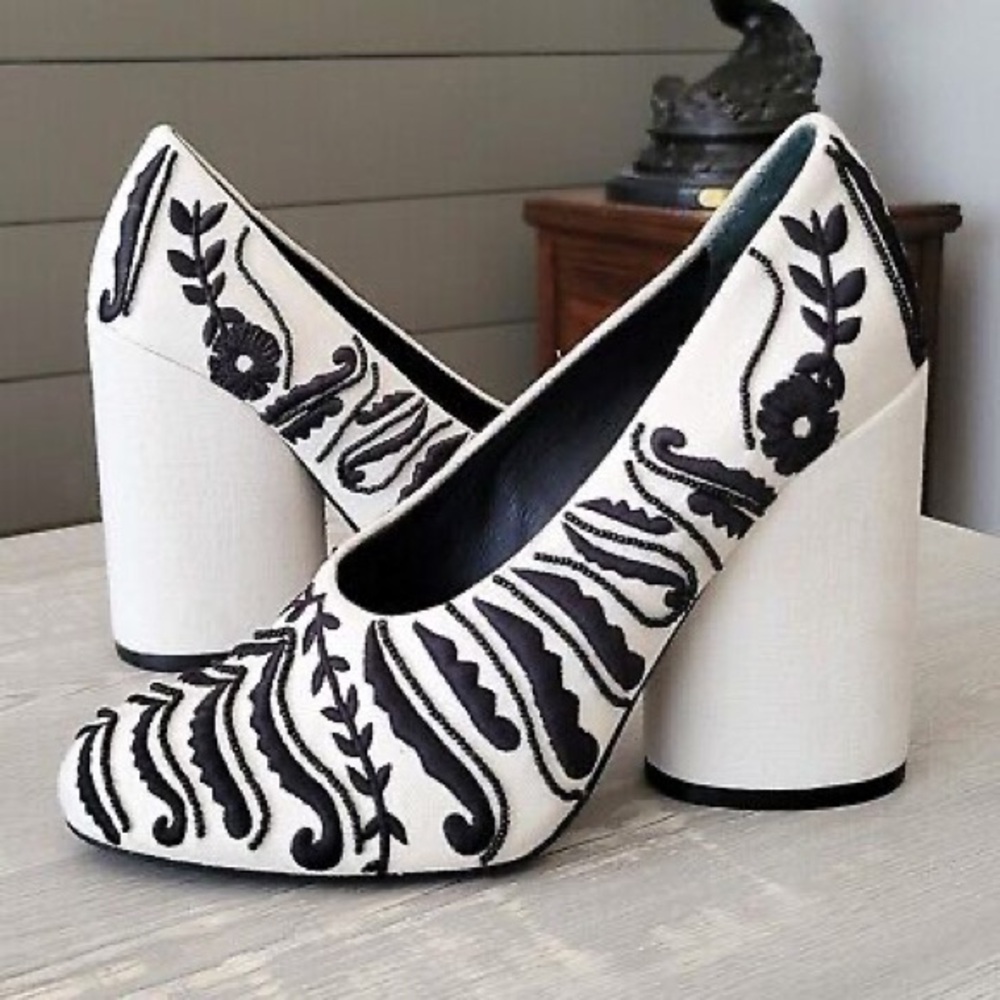 Tory Burch Black and White Zebra Heels